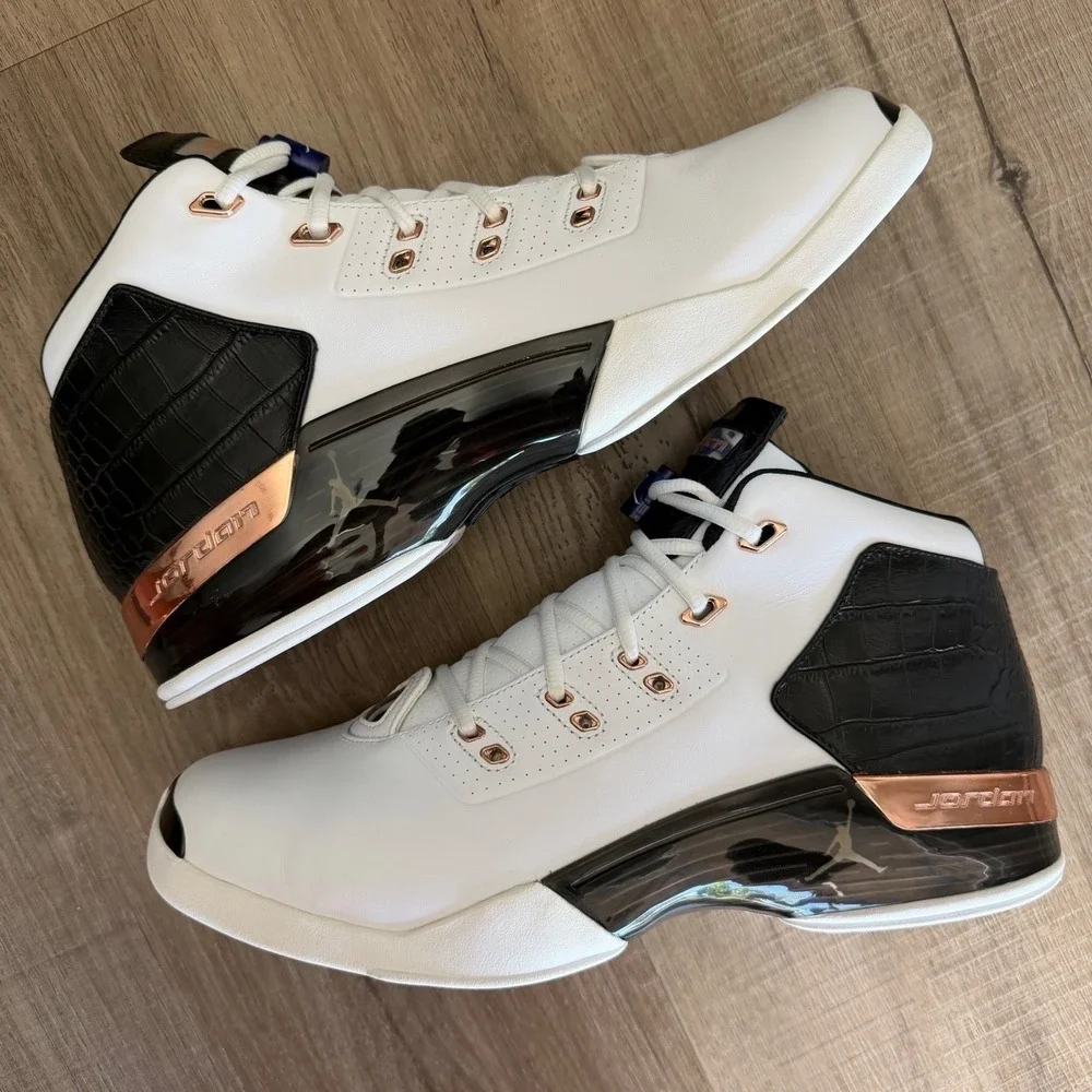 Air Jordan 17+ Retro Copper White Black Men Basketball Shoes 832816-122 Size 13